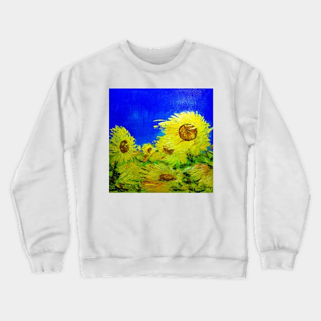 Sunflowers under the blue sky Crewneck Sweatshirt by NataliaShchip